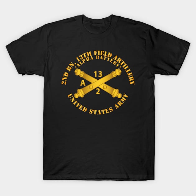 2nd Bn, 13th Field Artillery Regiment  - Alpha Battery w Arty Branch T-Shirt by twix123844